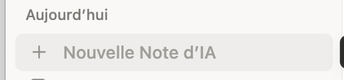 Menu Réunion avec l’action Nouvelle note d’IA dans Notion.